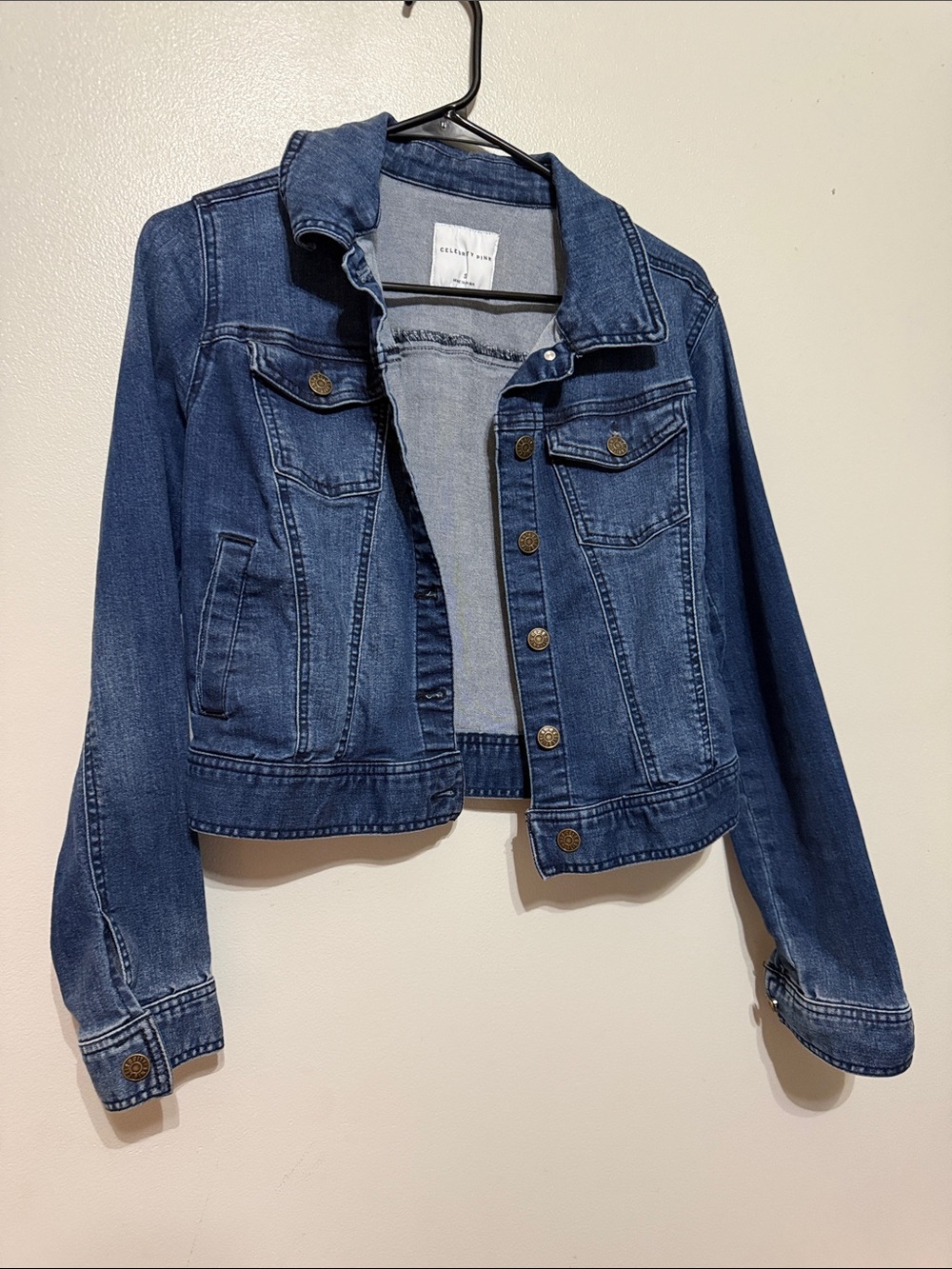 Celebrity Pink Dark Blue Denim Trucker Jacket